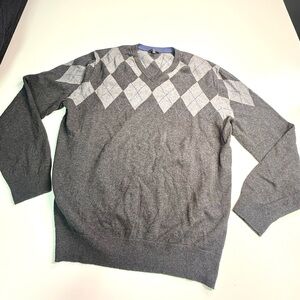 GAP Charcoal Argyle V-Neck Men’s Pullover Sweater Size XL
